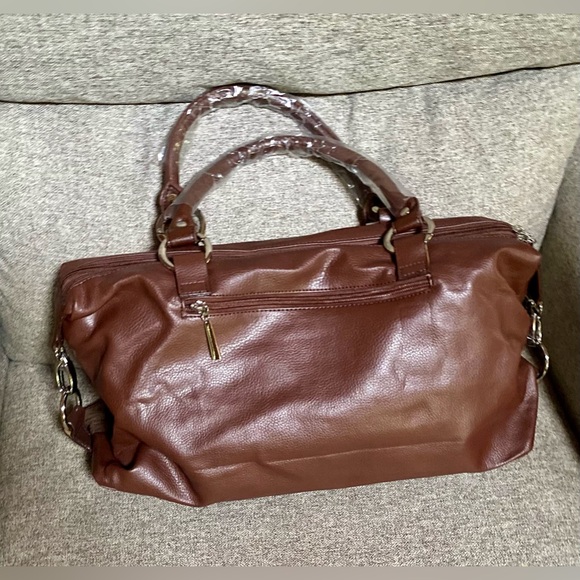 🔥KI - KE Leather Suede Zipper Accent Italian Satchel Bag🔥 NEW - Picture 2 of 14